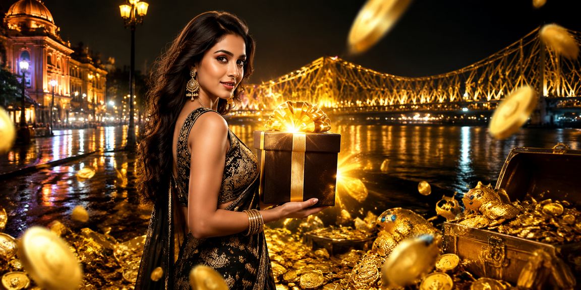 Neon-lit Kolkata Howrah bridge with gaming elements